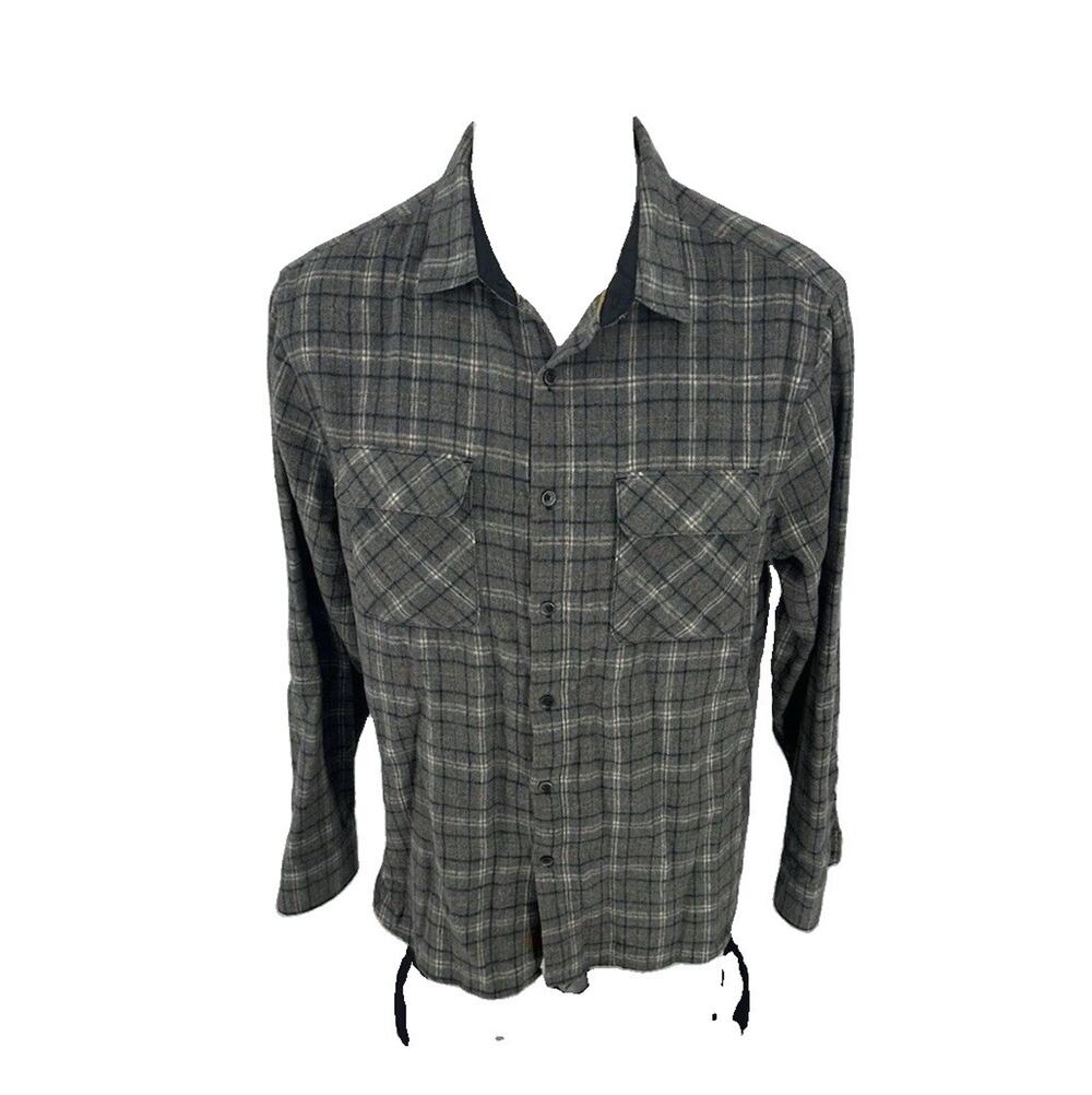 Fundamental Coast Plaid Long Sleeve Wool Blend Button Up Shirt Men's Large PR19